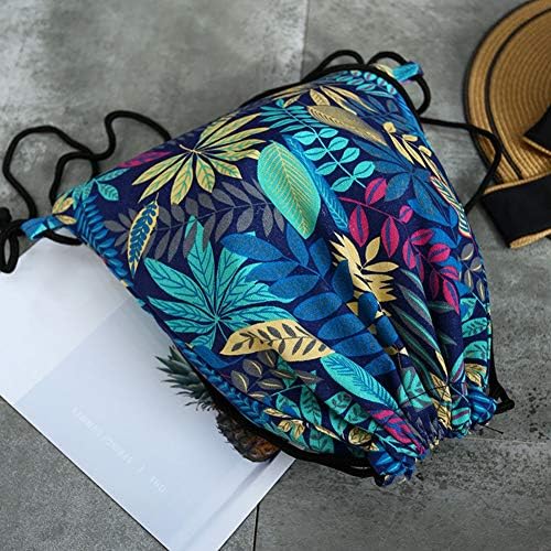 İpli çanta Kadın Depolama sırt çantası Hafif Çiçek Baskı Ayakkabı Açık Spor Taşınabilir Seyahat anvas Kılıfı Alışveriş Organizatör