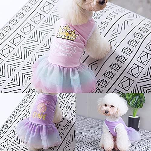 DaFuEn 4 adet Köpek Elbiseler Kız Küçük Orta Büyük Köpekler Taç Köpek düğün elbisesi Prenses Pet Giysi Sevimli Doğum Günü Kedi