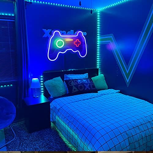 Oyun Neon Işaretleri Led Duvar Işareti Neon Işaretleri Yatak Odası Duvar 16x 11 Mavi Led Işaretleri Yatak Odası Gamepad Neon
