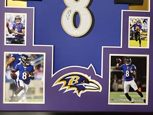 Lamar Jackson İmzalı Özel Çerçeveli Baltimore Ravens Jersey JSA COA