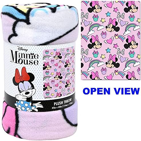 Disney Minnie Mouse Polar Atın Battaniye ve Tote Bundle - Minnie Mouse Çocuklar ve Gençler Battaniye, Tote, 300 Çıkartmalar,