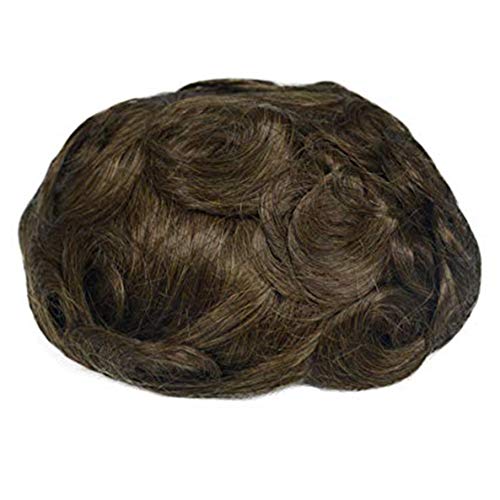 LLwear Yumuşak İnce Cilt Erkek Peruk İnsan Saç Parçaları ile (0.05 mm) V-döngü düğüm Hairpieces Erkekler için 8x10 İnç Kap