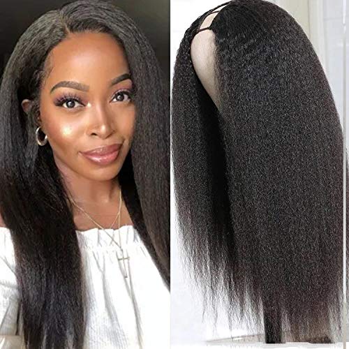 U Parçası Peruk insan saçı Peruk Tutkalsız düz insan saçı Peruk 150 % Yoğunluk 2x4 inç U Şekli Yarım Peruk Siyah Kadınlar ıçin