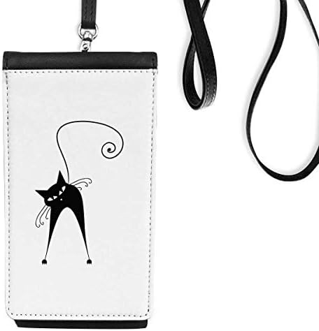 Cadılar Bayramı siyah kedi sevgilisi hayvan sanat anahat telefon cüzdan çanta asılı cep kılıfı siyah cep