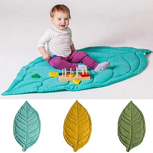 BYyushop Yenidoğan Bebek Yaprak Şekli Yumuşak Emekleme Halı bebek oyun matı çocuk Odası Dekorasyon-Yeşil