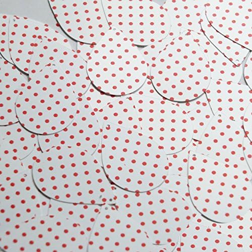 Beyaz Opak Gözyaşı 1.5 inç Couture Gevşek Paillettes üzerinde pullu Kırmızı Polka Dot
