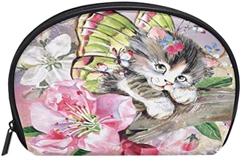 Kadın Kozmetik Çantası Çanta için Küçük Pembe Çiçekler Ve Kelebekler Makyaj Çantası Aksesuarları Çanta Çanta Seyahat Organizatör