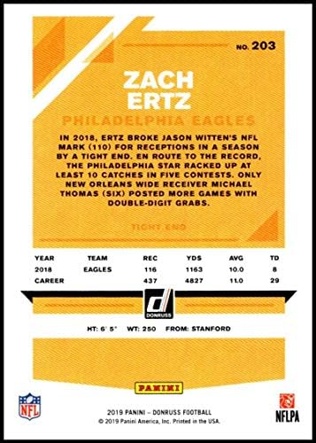 2019 Donruss 203 Zach Ertz NM - MT Philadelphia Eagles Resmi Lisanslı NFL Ticaret Kartı