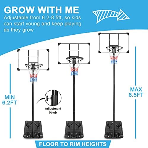 KL KLB Spor Taşınabilir basketbol potası Backboard Sistemi Standı Yüksekliği Ayarlanabilir 6.2 ft - 8.5 ft 36 İnç Backboard