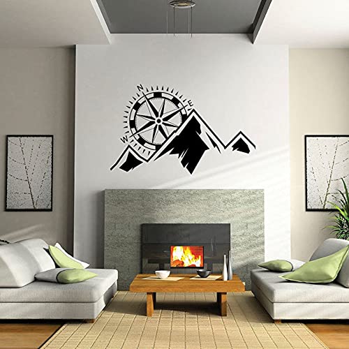 Dağ Aralığı Pusula ıle Kreş Çocuk Yatak Odası Erkek Duvar Sticker Vinil Sanat Çıkarılabilir Posteri Duvar Dekorasyon LX 57X36