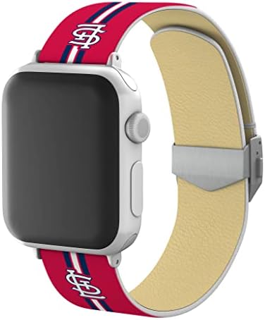 Oyun Zamanı St. Louis Cardinals Tam Baskı saat kayışı Kazınmış Toka ile Apple Watch ile uyumlu (38/40 / 41mm-Long-Stripes)