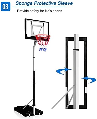 MLYY Çocuklar Yetişkinler için Açık Basketbol Standı, Yüksekliği Ayarlanabilir basketbol potası Sistemi ile 2 Tekerlekler,
