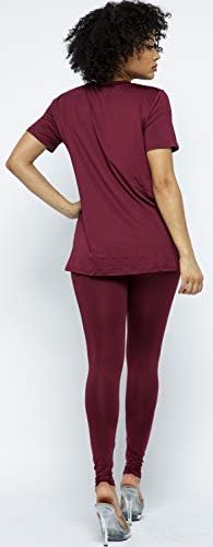 WİNESTER & COMPANY 2 Parça Kıyafet Seti Rahat Streç Ekip Boyun Kısa Kollu Üst T Shirt ve Tayt Pantolon Egzersiz Eşofman