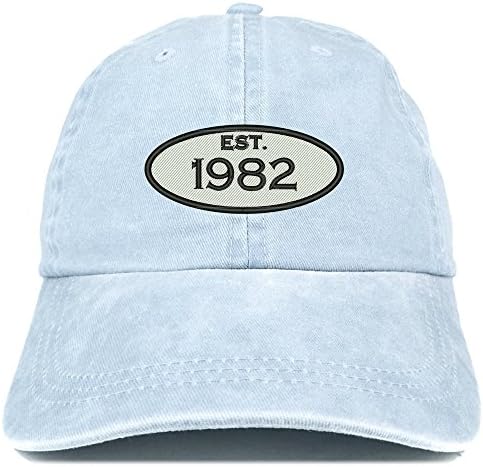 Trendy Giyim Mağazası Kuruldu 1982 İşlemeli 40. Doğum Günü Hediyesi Pigment Boyalı Yıkanmış Pamuklu Kap