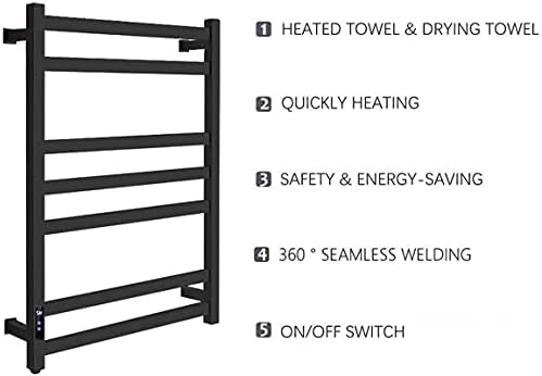 WERYU ısıtmalı havlu askısı rayları havlu ısıtıcıları için banyo duvar montaj, ayarlanabilir sıcaklık ile 1-8 H zamanlayıcı