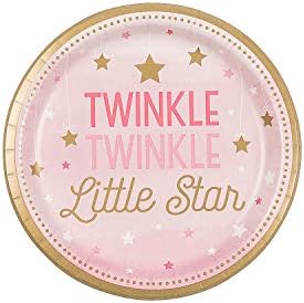 Eğlenceli Ekspres - Bebek için Bir Küçük Yıldız Kız Tatlı Tabağı (8 adet) - Parti Malzemeleri-Lisanslı Sofra Takımı-Lisanslı
