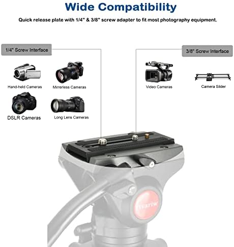 Kamera tripodu Sıvı Sürükle Pan Kafa Video Sıvı Kafa ile 1/4” ve 3/8 Vidalar QR Plaka DSLR Kameralar için, kameralar, Max Yükleme