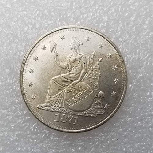 MEETCUER Kopya 1871 Özgürlük Heykeli ve Kartal Amerika Paraları-Gümüş Kaplama Pirinç ABD Antik Gümüş Dolar Mogrgan Hatıra Paraları