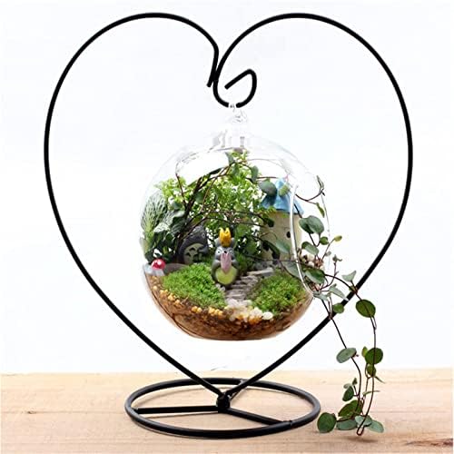 DKKLRR 2 Paket Kalp Şeklinde Süs Ekran Standları, sevgililer Günü Çiçek Standı, hava Bitki Tutucu Demir Kanca Raf Asılı Cam