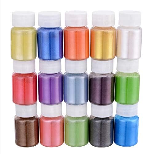 LiBiuty Mika Tozu 15 Renk Reçine Pigment Seti Epoksi Reçine Boya Boya / Sabun Yapımı / Banyo Bombası DIY / Tırnak DIY / Mum