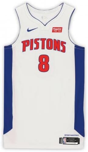Wayne Ellington Detroit Pistons Oyunu-4 Ocak 2021'de Milwaukee Bucks'a karşı 8 numaralı Beyaz Formayı Kullandı-Boyut 48 + 6-NBA