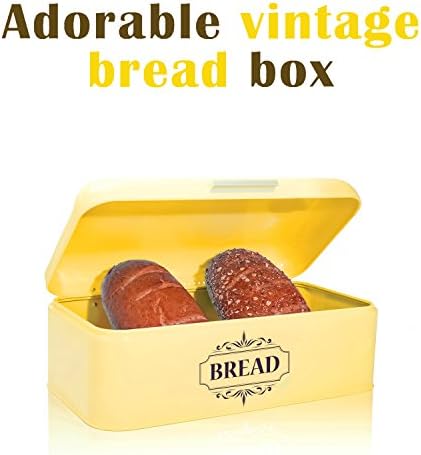AllGreen Vintage Ekmek Kutusu Konteyner Mutfak Dekor için Paslanmaz Çelik Metal Ekmek Kovaları Retro Sarı Mutfak Sayacı için