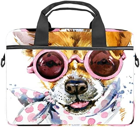Sevimli Köpek İle Gözlük Eşarp Laptop omuz askılı çanta Kılıf Kol için 13.4 İnç 14.5 İnç Dizüstü laptop çantası Dizüstü Evrak