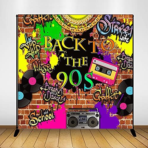Mocsicka 90'LI Backdrop Hip Hop Graffiti Tuğla Duvar Retro Radyo Moda Fotoğrafçılığı Arka Plan Geri 90'lı Temalı Parti Afiş