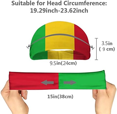 Mali bayrağı Unisex Yoga Spor Hairband Yumuşak Elastik Streç Bantlar Kaymaz Nem Esneklik Headwrap Fitness Egzersiz için
