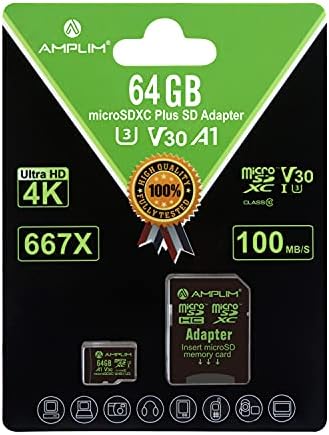 Amplim Micro SD Kart 64 GB, Aşırı Yüksek Hızlı microSD Bellek Artı Adaptörü, microSDXC SDXC U3 Sınıf 10 V30 UHS-I TF Nintendo-Anahtarı,