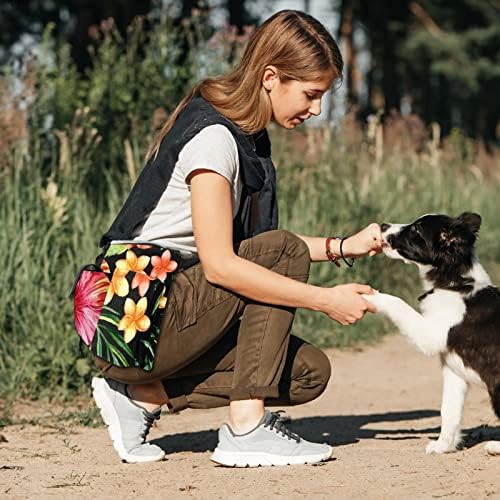 RysgdsE Köpek Tedavi Eğitim Kılıfı, tropikal Yaz Suluboya Çiçekler Tedavi Çanta için Köpek Eğitim, eller Ücretsiz bel kemeri
