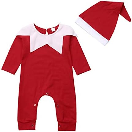 Yenidoğan bebeğin Noel Uzun Kollu Romper + Şapka Chrismas Noel Baba Giyinmiş Set Onesies Tulum 2 adet …