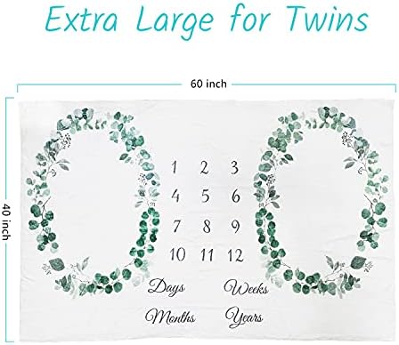 Vlokup Twins Bebek Aylık Milestone Battaniye Boys & Girls için, 40 x 60 Premium Kalın Pazen Kişiselleştirilmiş Fotoğraf Arka