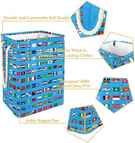 Unicey Dünya Bayrakları Seti Büyük depolama kutusu Katlanabilir çamaşır Sepeti Kreş Sepet ve Çocuk Odası için