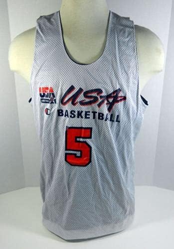 1990'lar Team USA Basketbol 5 Oyunu Mavi Geri Dönüşümlü Antrenman Forması 2XL 300-NBA Oyunu Kullanıldı