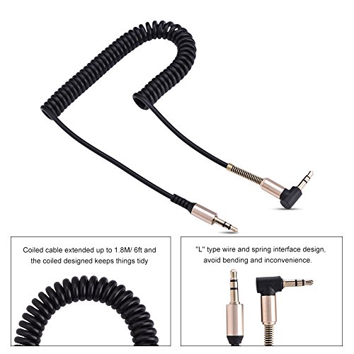 3.5 mm Erkek Bahar Aux Kablosu, 1.8 M/6ft L-Şekilli Geri Çekilebilir Kordon için Araba / Ev Ses Kulaklık Kulaklık Hoparlör