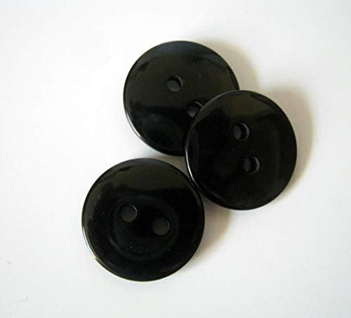 100 Adet - 18mm Siyah Düğmeler, 23/32 İnç Yuvarlak Düğmeler, İki Delikli 23/32 Reçine Düğmeleri, Plastik Düğmeler, 2 Delikli