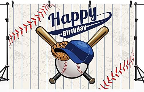Riyidecor Beyzbol Mutlu Doğum Günü Zemin 7X5 Ayaklar Rustik Mavi Beyaz Spor Çocuk Boys Doğum Günü Partisi Fotoğraf Arka Plan