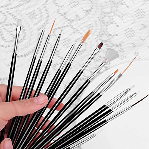 15 adet Nail Art Resim Fırça Seti, Akrilik Nail Art Tasarım Boyama Çizim Lehçe Fırça Kalem Araçları UV Jel Kalem Farklı Kalem