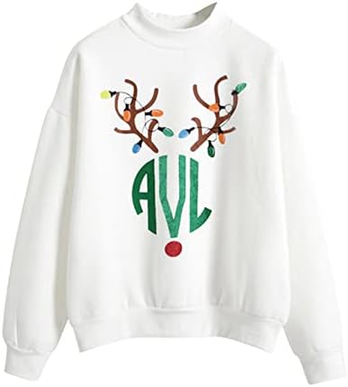 XZHDD Noel Tişörtü Mens için, Noel Ren Geyiği Kardan Adam Baskı Uzun Kollu T-Shirt Parti Casual Crewneck Kazak