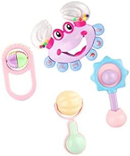 SouiWuzi Diş Kaşıyıcı Oyuncak Saplı Bebek Çıngırak Diş Kaşıyıcı Oyuncak Çok Şekil Çocuk Mini Eğitici müzikli oyuncak 4 adet