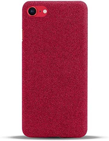 SHUNDA Kılıf Apple iPhone SE (2020), Ultra İnce Keçe Kumaş Anti-Parmak İzi Koruma Kapağı Apple iPhone SE (2020) - Kırmızı