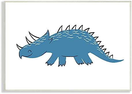 Stupell Industries Mutlu Mavi Dinozor Eğlenceli Çivili Çocuk Sürüngen, Ziwei Li Duvar Plaketi tarafından Tasarlanan, 10 x 15