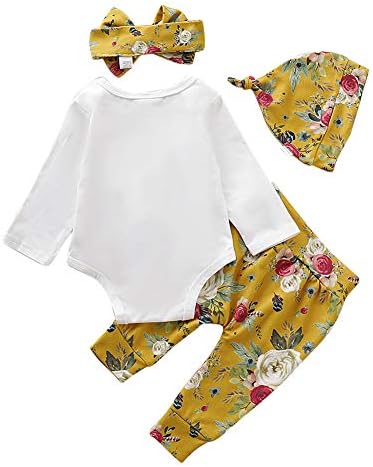 Yenidoğan Bebek Kız Giysileri Kıyafetler Bebek Romper Fırfır Onsies Çiçek Pantolon 4 Adet Küçük Kardeş Giyim Seti