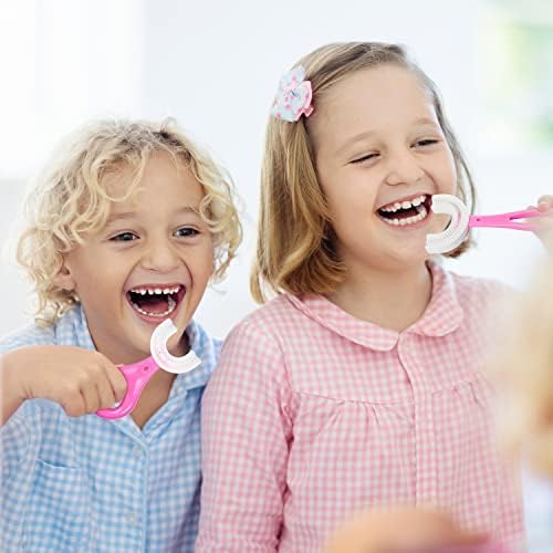 Leterry 2 Paket U-Şekilli Diş Fırçası Çocuklar, Gıda Sınıfı Yumuşak Silikon Fırça Kafası, Bebekler ve Çocuklar için 360° Oral