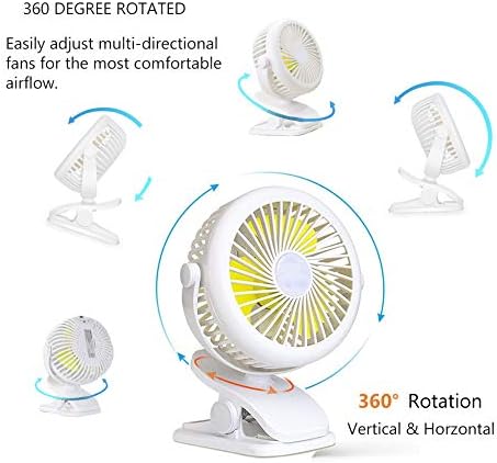 Taşınabilir Masa Fanı Klipsli ve Masa Üstü Kişisel Fan, 360 Derece Döndürme, 3 Hız Ayarlanabilir, Araba, Bebek Arabası, Ofis,