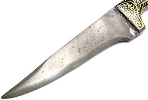 PH Sanatsal Eski Hançer Bıçak Eski Wootz Çelik Bıçak El Boyalı Hayvan Kaplan Çelik Kolu