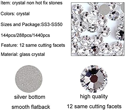 Kristal Nail Art Rhinestones SS3-SS50 Flatback Temizle Olmayan Sıcak Düzeltme Rhinestones Tutkal Nail Art Süslemeleri (Renk