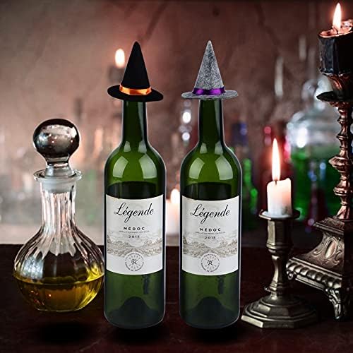 12 Adet Cadılar Bayramı Mini cadı şapkaları şarap şişesi Topper Süslemeleri Renkli Mini Keçe cadı şapkaları Cadılar Bayramı