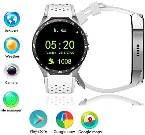 SMFR Android 5.1 3G akıllı seyretmek Telefon Dört Çekirdekli 4GB Bluetooth GPS WiFi Kamera (Beyaz-Gümüş)